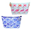 Lily & Rose 2-pack Cosmetic or Toiletry Bags - Flamingoes & Blue Print Photo