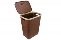 PVC Rectangular Reed Weave with Lid Handle Laundry Basket