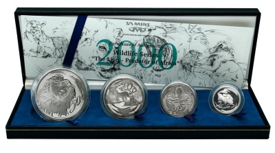 Photo of SA Mint 2000 Big 5 Lion Proof Silver Set from the 2oz Silver to 1/4oz