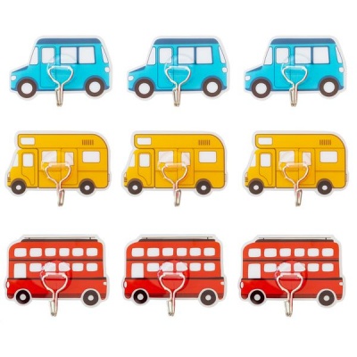 Creative Deco Set of 9 Bus Hooks Premium Decor Self Adhesive Trendy Hooks