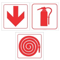 Safety Signs 3 pieces Direction Arrow Fire Extinguisher Hose 29cm x29cm