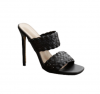 Weave Slides Stiletto Sandals - Black Photo