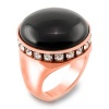 Brosway Original! Heavy Stainless Steel Onyx and Swarovski Crystal Ring Photo