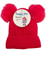 Snuggly Bits Beanie with Fleece Lining and Fluffy Balls