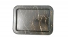 Black Metal Serving Tray with Gold Grey and White Decorative Detail Photo