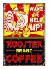 DeBlequy Aankopen - Coffee Rooster - Retro Vintage Metal Wall Plate Photo