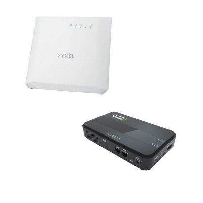 Photo of Zyxel LTE router and Gizzu UPS combo