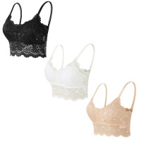 3 Pack Women Lace Lingerie Bralette Unpadded Wireless Strappy Lingerie