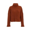 Quiz Ladies Rust Knitted Roll Neck Crop Jumper - Rust Photo