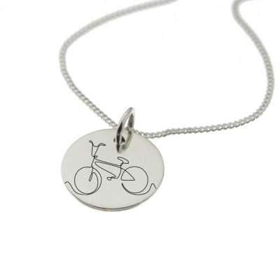 Photo of NineToFive by Swish Silver Bicycle Engraved on Sterling Silver with Chain