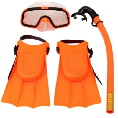 Photo of SourceDirect Junior Children's Mask And Snorkel Set With Flippers - Orange