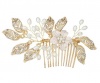 Olive Tree - Metal Leaf & Pearl Styled Hair Comb 02 - Bridal / Formal Event Photo