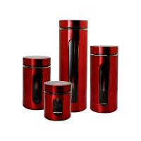 Dream Home DH 4 Piece Canister Set With Viewing Window Red