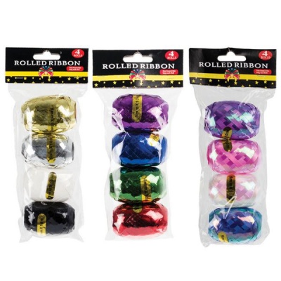 Photo of Pearlized Gift Wrap Ribbon Pack of 4 Assorted 10m x 5mm Rolls
