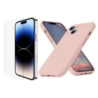 Apple 9H Glass Silicone Protective Cover For iPhone 14 Plus 14 Max