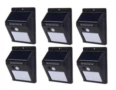 20 LED Solar Powered LED Wall Light with Night Sensor Pack 6