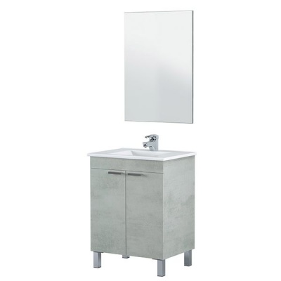 Photo of San Marco Tiles Concrete Range Bathroom Cabinet 60 cm incl. Mirror and Ceramic Basin