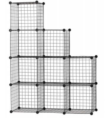 Photo of LASA 9 Cube Wire Metal Grid Bookcase Shelf Storage Cabinet Organizer