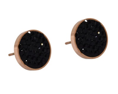 Photo of Steel My Heart Round Rose Gold Stud With Black Stones
