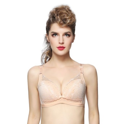 Photo of Unicoo Comfort Lace Middle Open Nursing Bra - Beige - B Cup