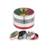 Herb Grinder 4 Piece Aluminum 50 x 34mm Rasta Leaf