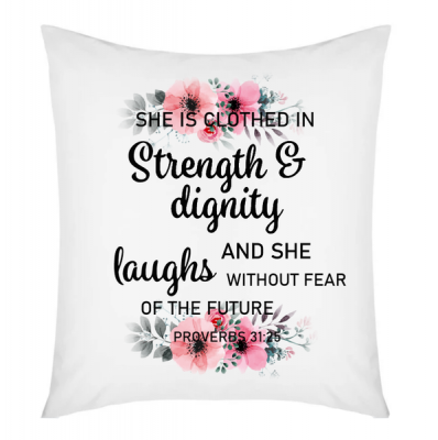 Photo of Graceful Accessories She is Clothed In Strength and Dignity Scatter Cushion - Cover Only