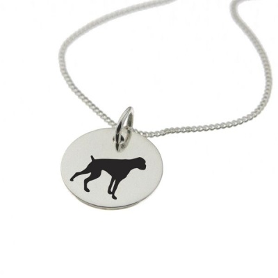 Photo of Boxer Dog Silhouette Sterling Silver Necklace with Chain