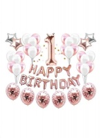 Balloon Set fo First Birthday for Girl First Birthday Party Rose Gold