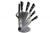 Stainless Steel Rotating Kitchen Knives Set Black 9 Piece