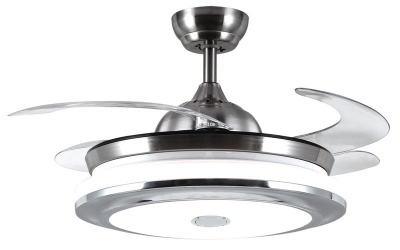 Photo of Bright Star Lighting Satin Nickel Retractable Ceiling Fan with Bluetooth Speaker