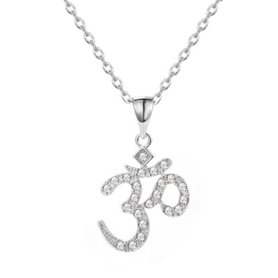 Photo of Crystalize 925 Sterling Silver Aum Necklace with Swarovski® Crystal-AB