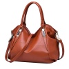 Women's Fashion Soft Leather Satchel Handbag Shoulder Bag - Brown Photo