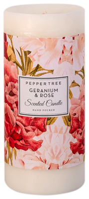 Pepper Tree Geranium Rose Large Scented Pillar Candle 700ml