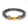 Argent Craft Natural Hematite Stone Bracelet with Dragon Heads - Gold Photo