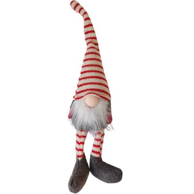 Photo of The Nordic Collection Red & White Striped Sitting Scandinavian Gnome Dangly Legs Home Decor 38CM