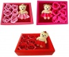 Valentine's Day Floral Scented Soap Rose Flower With 3 Teddy Bear - 18 Piece Photo