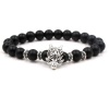 Argent Craft Natural Black Matte Agate Bracelet with Dragon Head - Silver Photo