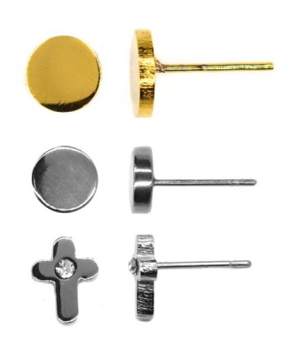 Photo of Androgyny 3 Pairs Earring Studs Stainless Steel SS013