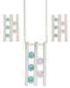 Miss Jewels-Pink & Blue CZ Necklace & Earring Set in Silver Photo
