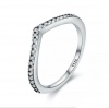 Lucid 925 Sterling Silver Half Eternity Wave Minimalist Dainty Ring-Silver Photo