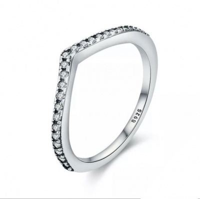 Photo of Lucid 925 Sterling Silver Half Eternity Wave Minimalist Dainty Ring-Silver
