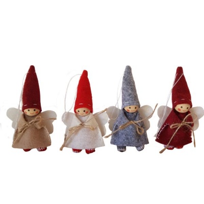Photo of The Nordic Collection Nordic Tomte Felt Gnome Angel Xmas Christmas Tree Hanging Decor 4 Pack