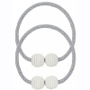 Magnetic Curtain Rope Tieback with Pearl Design End - Grey - Qty 2 Photo