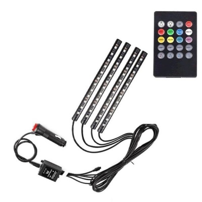 Photo of 12 LED RGB Car Atmosphere Strip Light With Wireless Remote Control