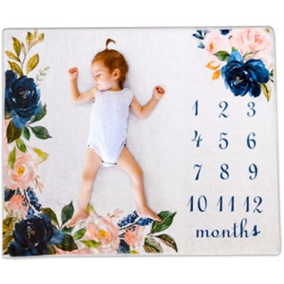 Photo of Baby Milestone Blanket - Blue Roses