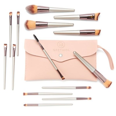 Photo of Gretmol Professional 14-Piece Make Up Brush Set Rose Gold with Pink Pouch