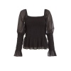 Quiz Ladies Black Chiffon Shirred Peplum Top - Black Photo