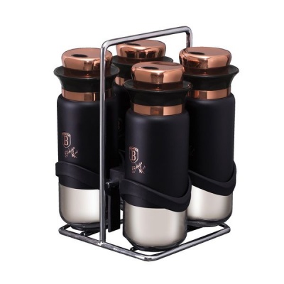 Photo of Berlinger Haus 5 Piece Steel and Glass Spice Shaker Set - Black Rose Collectiom