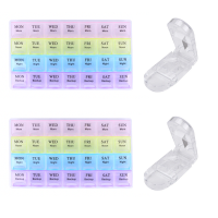 Colour Coded Daily Pill Organiser 3 Times a Day Pill Cutter 2 Pack