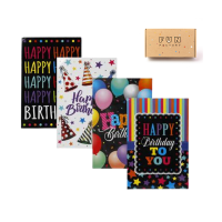 Assorted Bright and Funky Birthday Cards Envelopes Set of 4